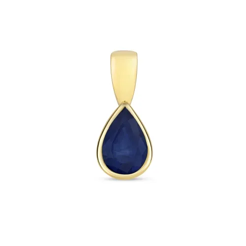 7X5mm Pear Shaped Sapphire Rubover Pendant 9ct Gold